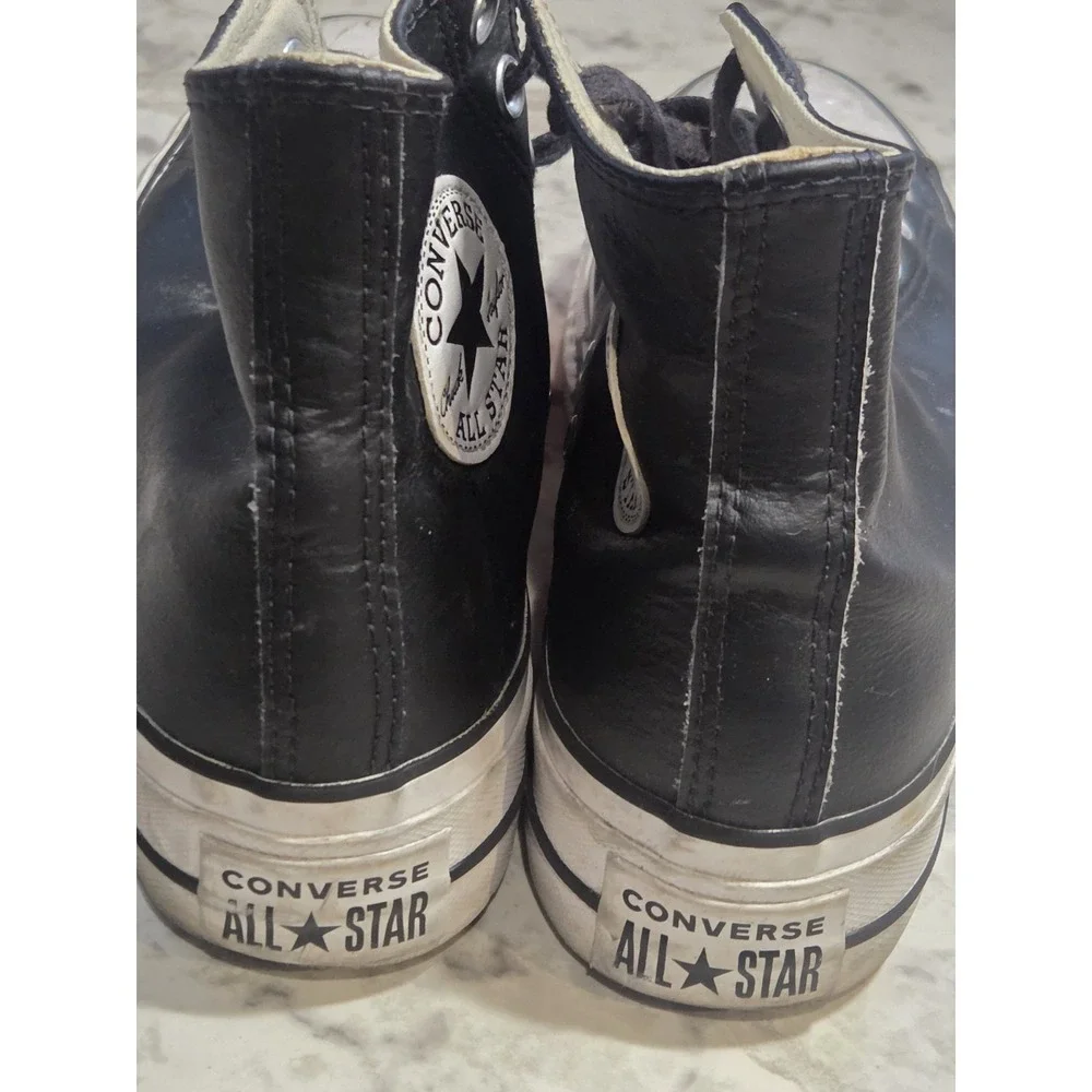 Converse Chuck Taylor All Star Lift Platform Leather High Top Black WM Size 6.5